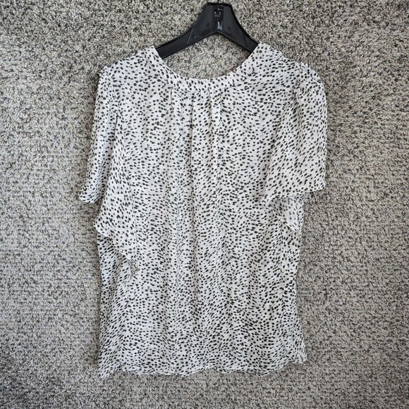 Chaps Top Womens Plus 1X White Sheer Crinkle Blouse V-Neck Flutter Sleeve Ladies - Picture 7 of 7